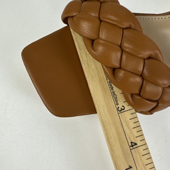 Cushionaire 4" Heel Slide Sandal Women's Size 6.5 Open Square Toe Brown‎ Braided - Picture 7 of 10